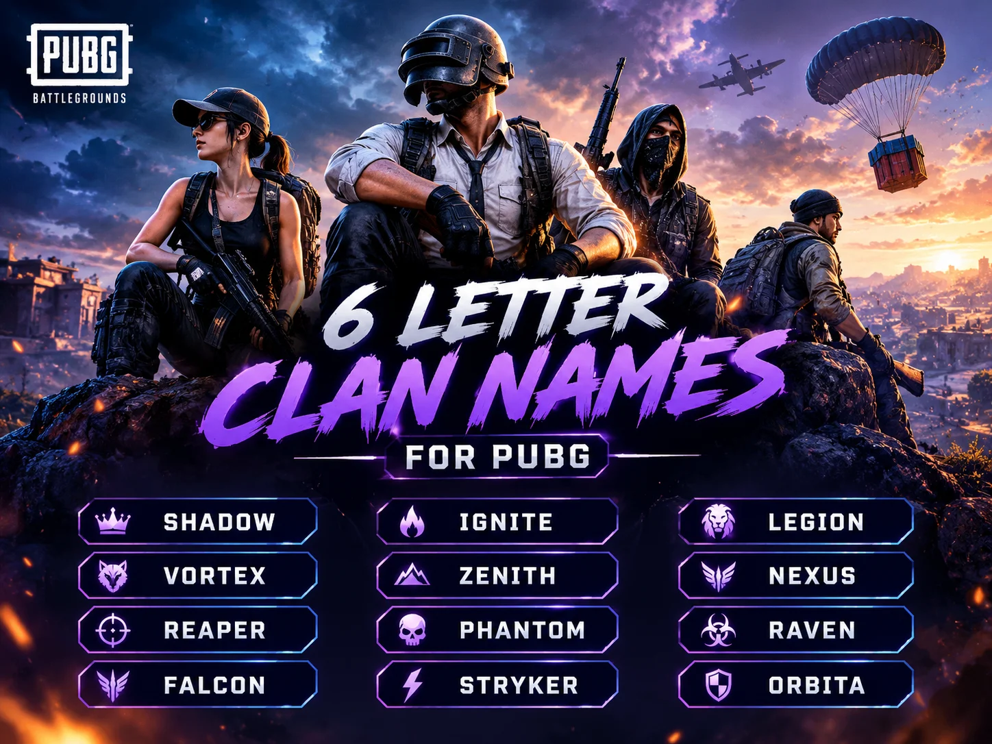 6 letter clan names for pubg